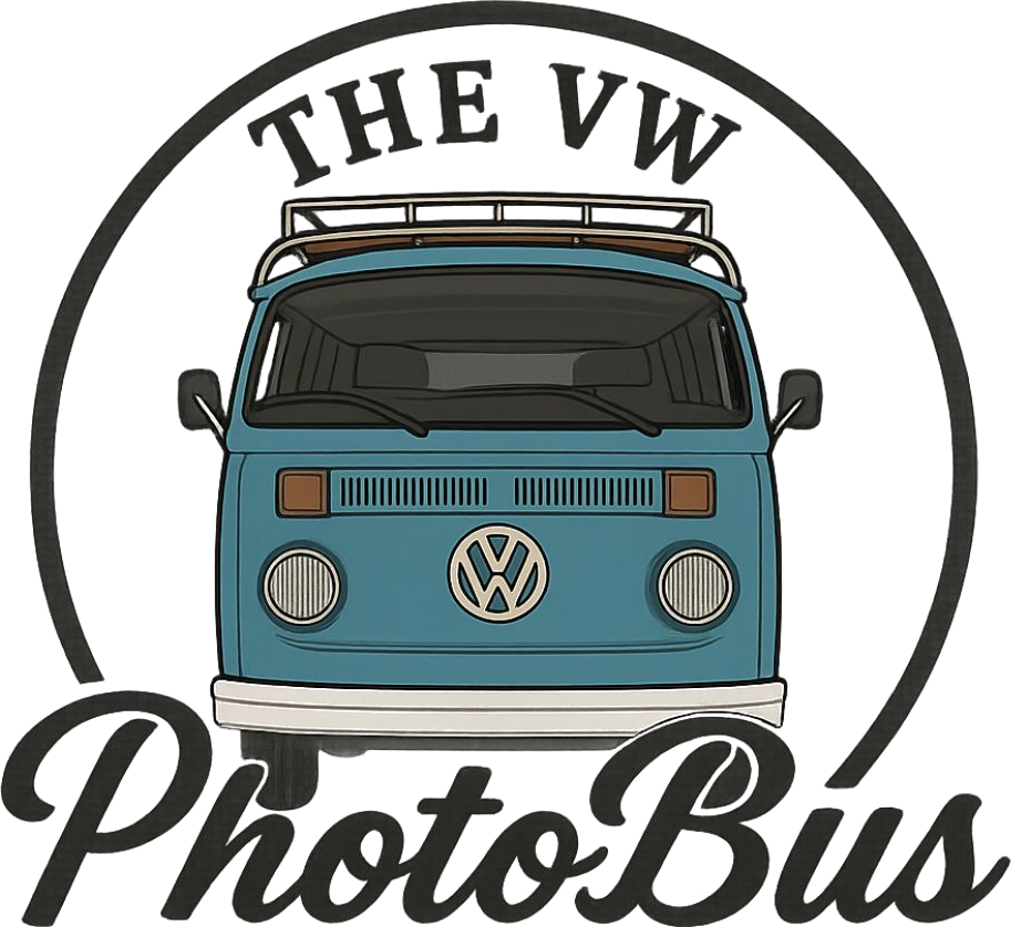 The VW PhotoBus — vintage camper photo booth hire